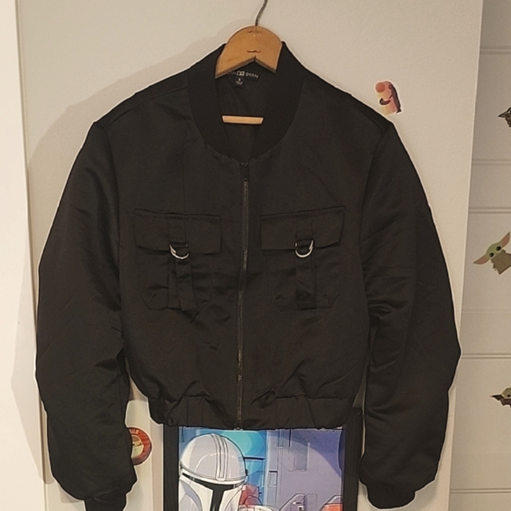 Black Bomber Jacket - Womens Size Small